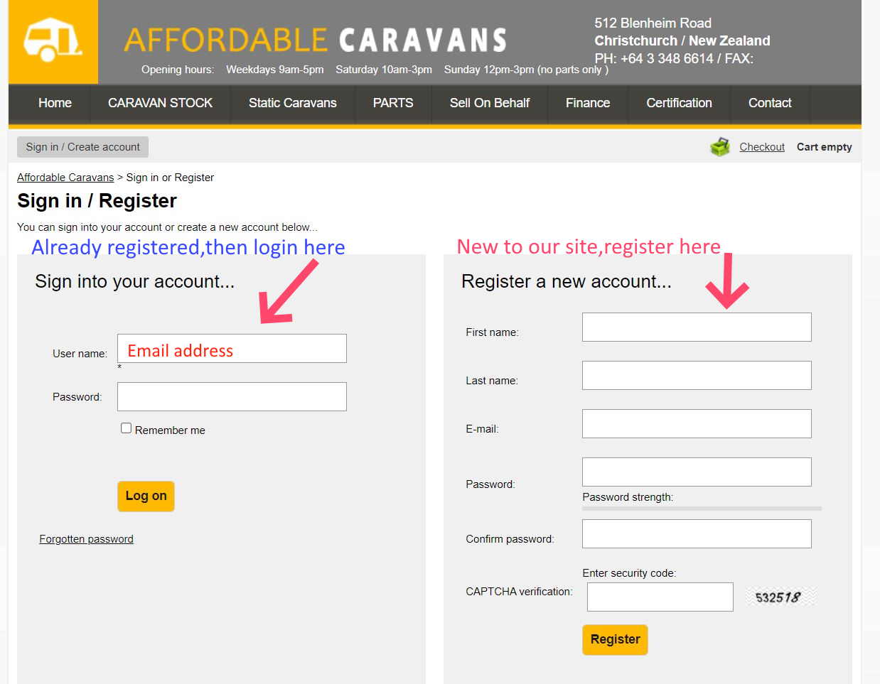 How to order from our website Affordable Caravans