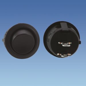 PS24 Black Circular Momentary Rocker Switch
