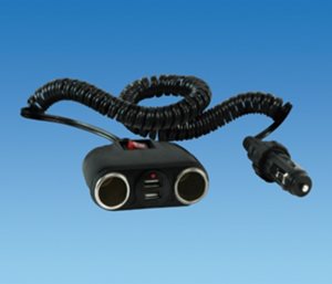 PS19 Double USB Cigarette Socket with Switch and Extension